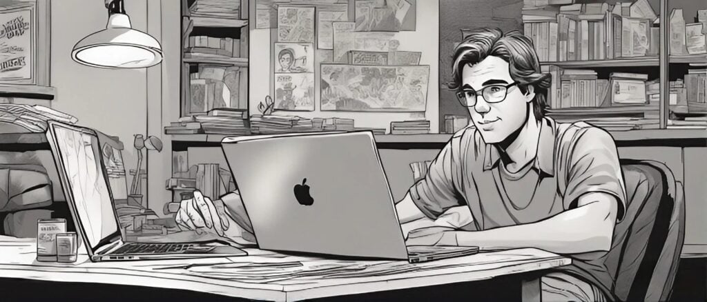 billy beane as a teenager on a laptop