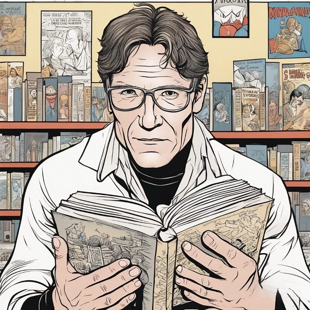 michael lewis holding a book about billy beane 