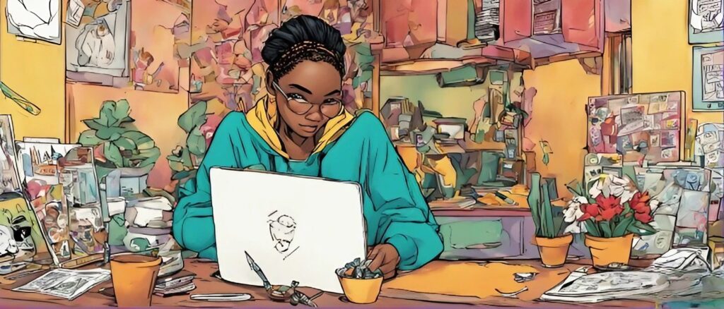 latasha kebe as a teenager on a laptop