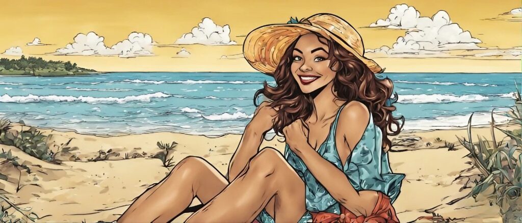 latasha kebe on the beach having fun