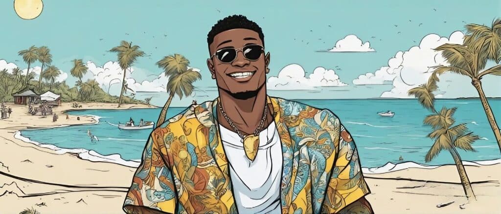 yk osiris on a beach having fun