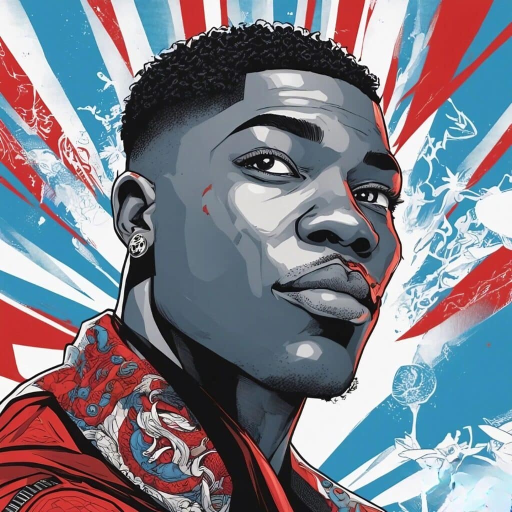 yk osiris red and blue portrait illustration 