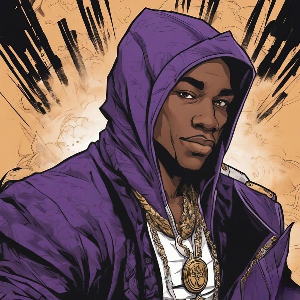 yk osiris purple black and light brown illustration portrait