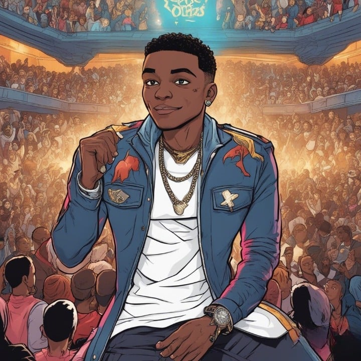 yk osiris on a stage with huge crowd behind him