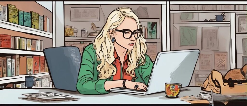 kat timpf as a teenager on a laptop