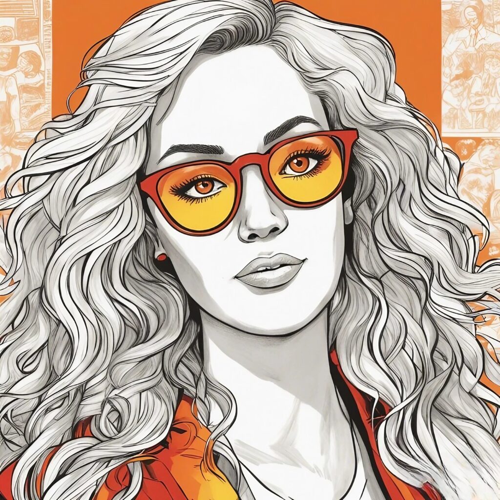 kat timpf orange red and yellow illustration