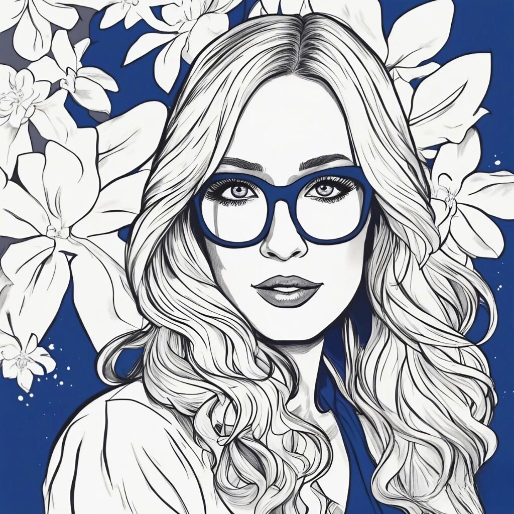 kat timpf blue and white