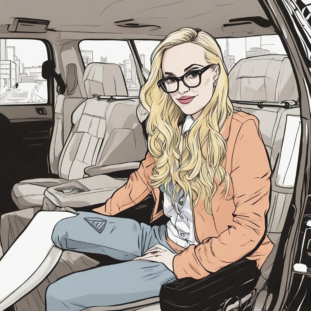 kat timpf in her range rover