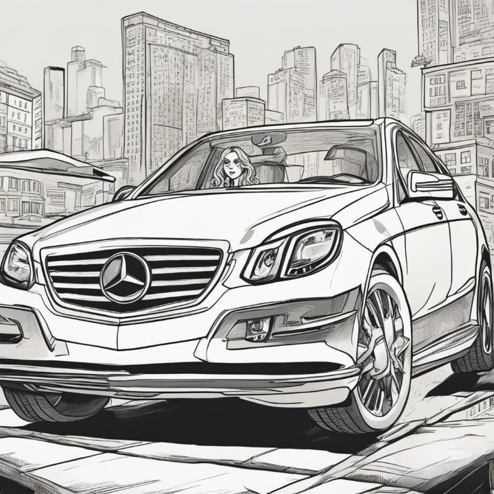 kat timpf in mercedes e-class