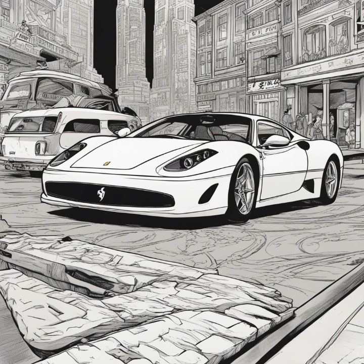 ferarri in the city streets