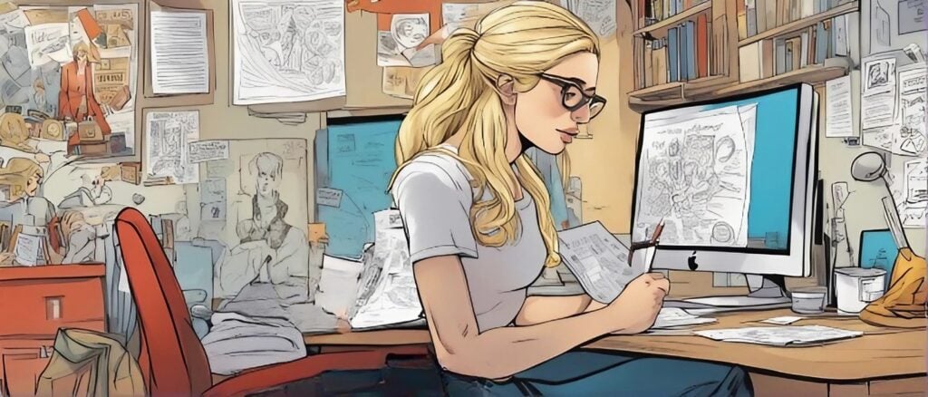 corinna kopf as a teenager on a laptop