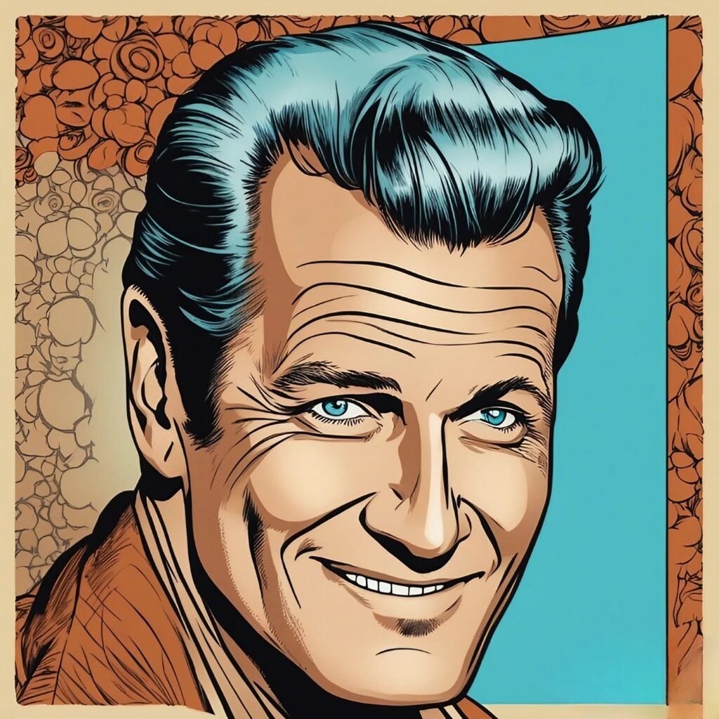 pat boone portrait cyan and brown