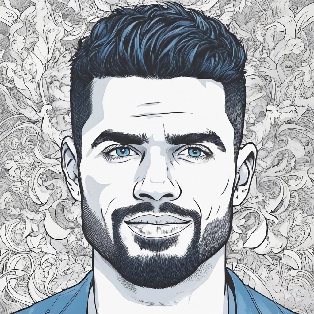 Steven Furtick cyan and white portrait