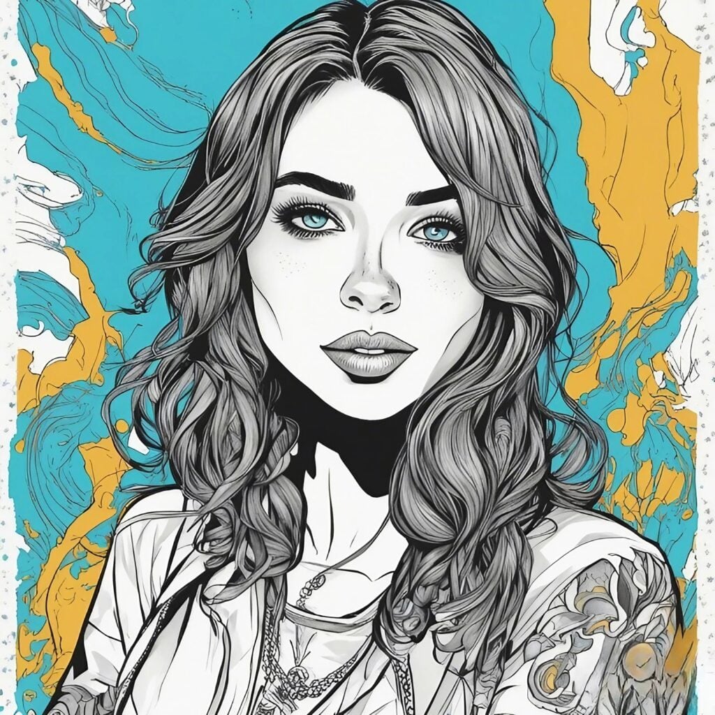 riley reid cyan and yellow portrait