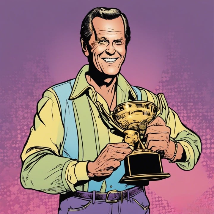 pat boone holding trophy in his hands