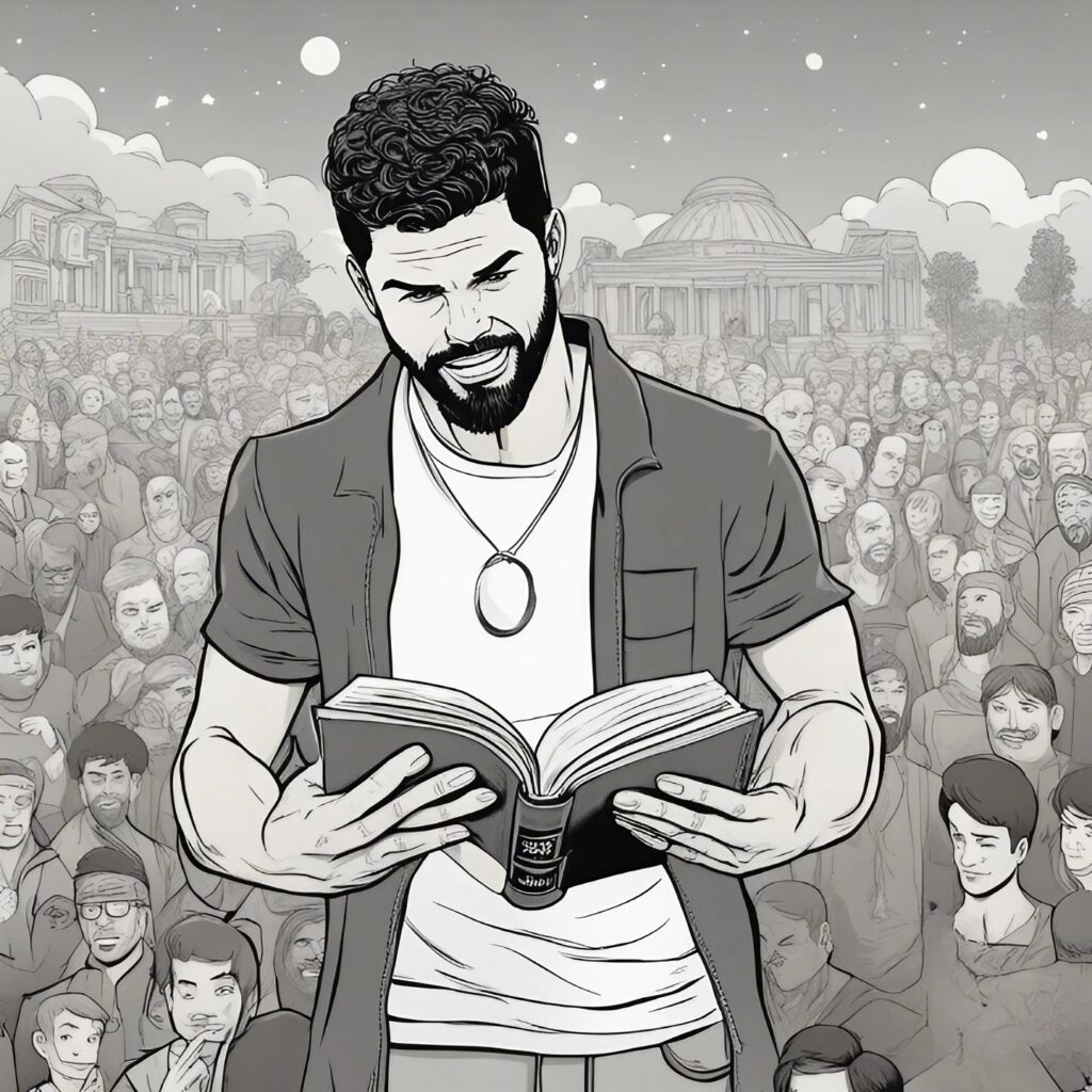 Steven Furtick reading the bible in his hands