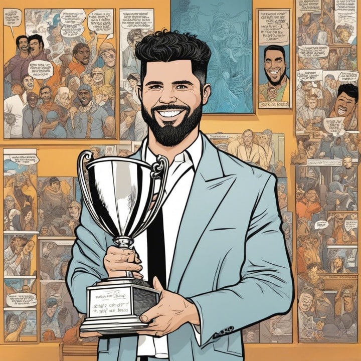 Steven Furtick holding the trophy in his hands
