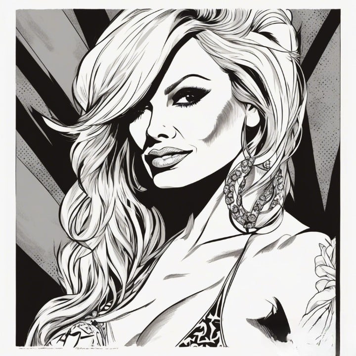 pamela anderson's black and white portrait