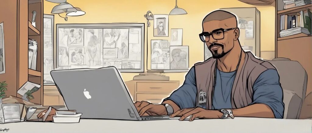 shemar moore as a teenager on a laptop