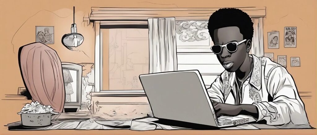michael blackson as a teenager on laptop