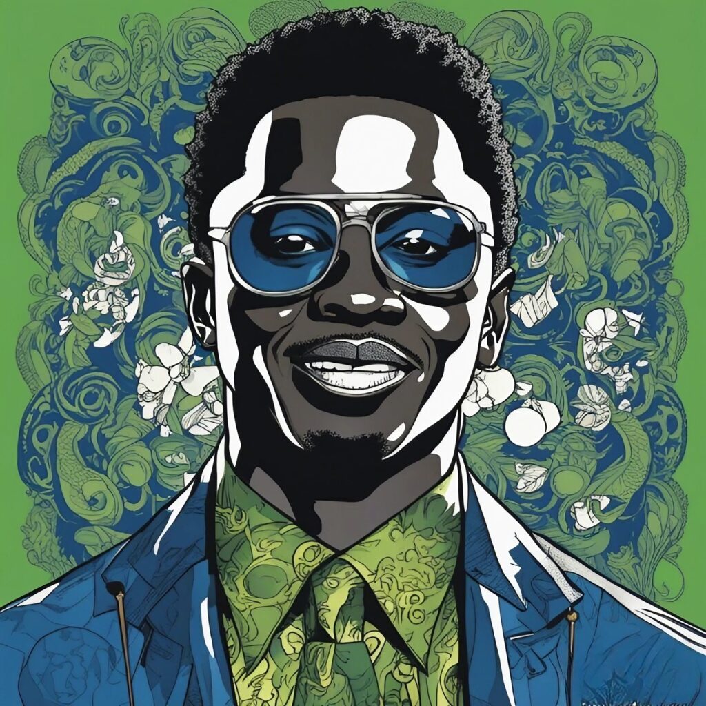 michael blackson green and blue portrait