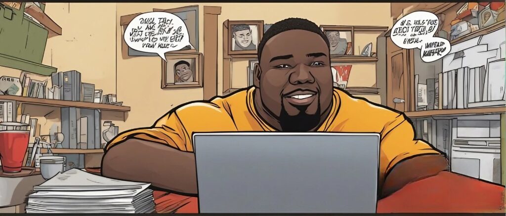 warren sapp as a teenager on a laptop