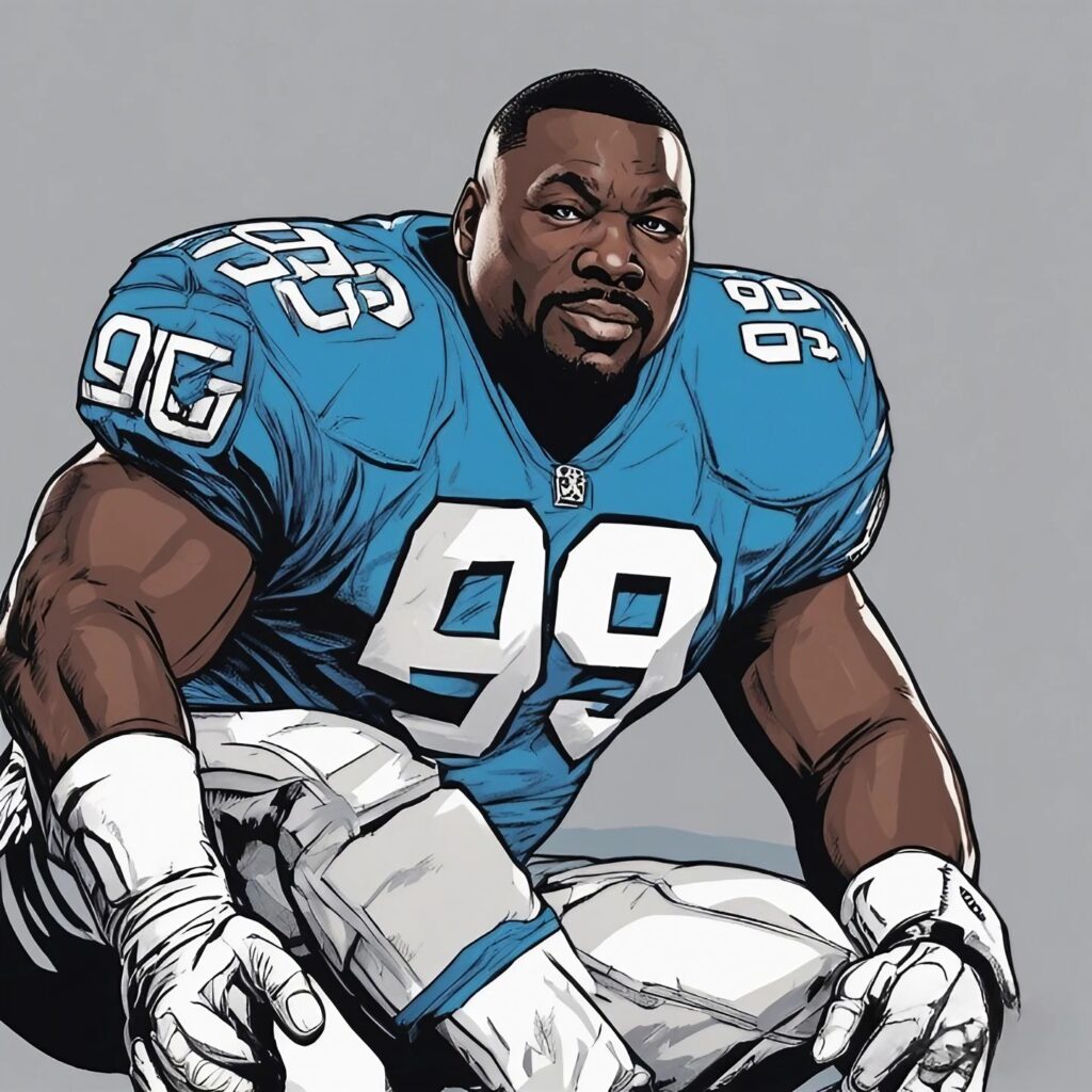 warren sapp portrait, blue