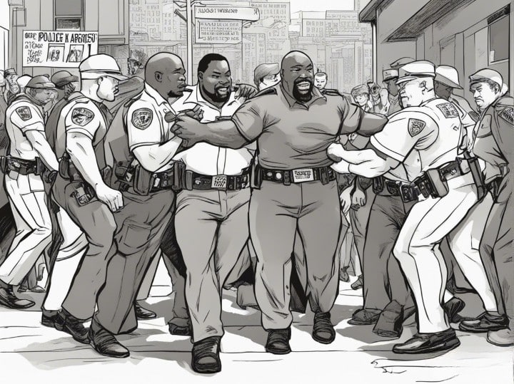 warren sapp being arrested by a lot of policeman