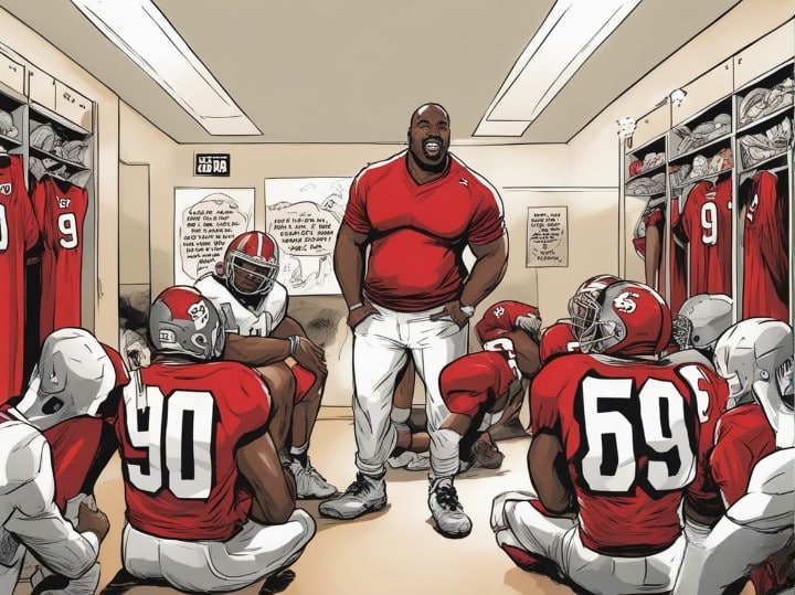 warren sapp in the locker room talking to the teammates