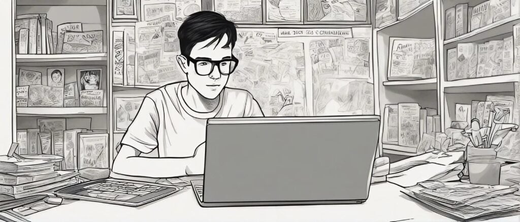 nick sandmann on a laptop