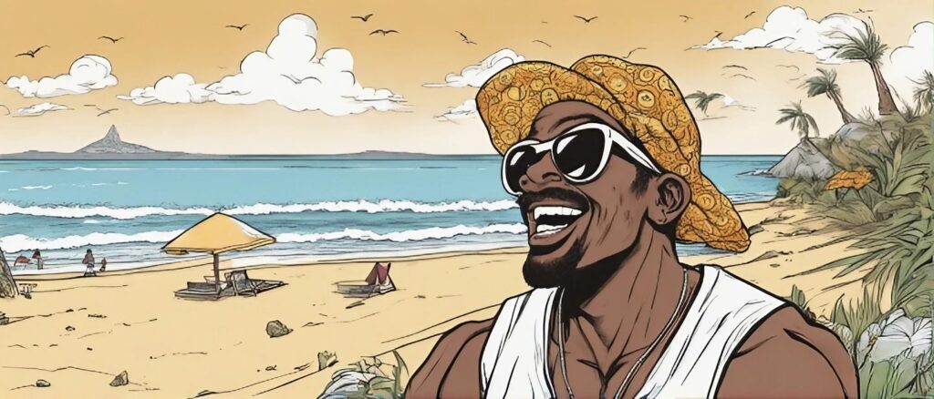 KeemoKazi portrait on the beach having fun