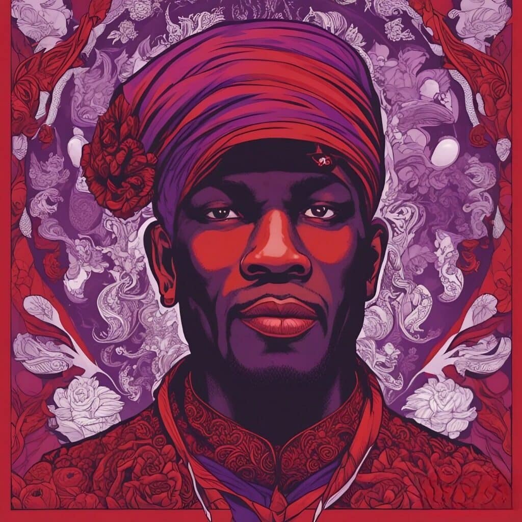 KeemoKazi portrait, rad and purple