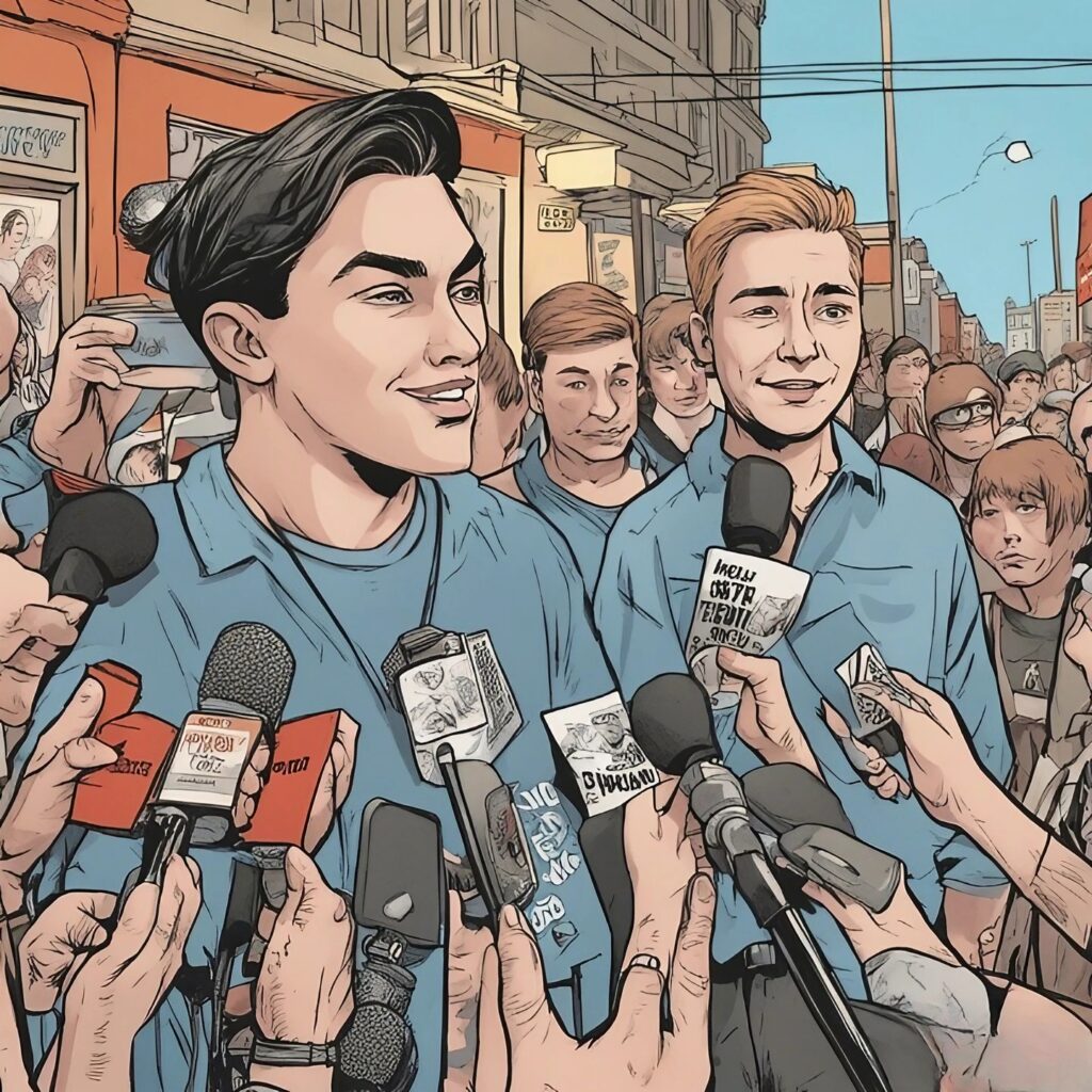 nick sandmann talking to journalists 