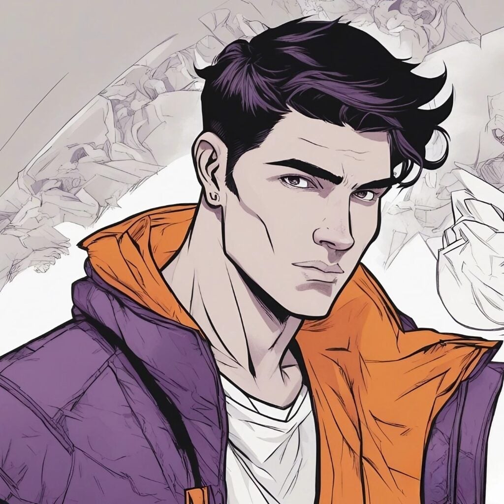 Kyle Forgeard purple and orange portrait