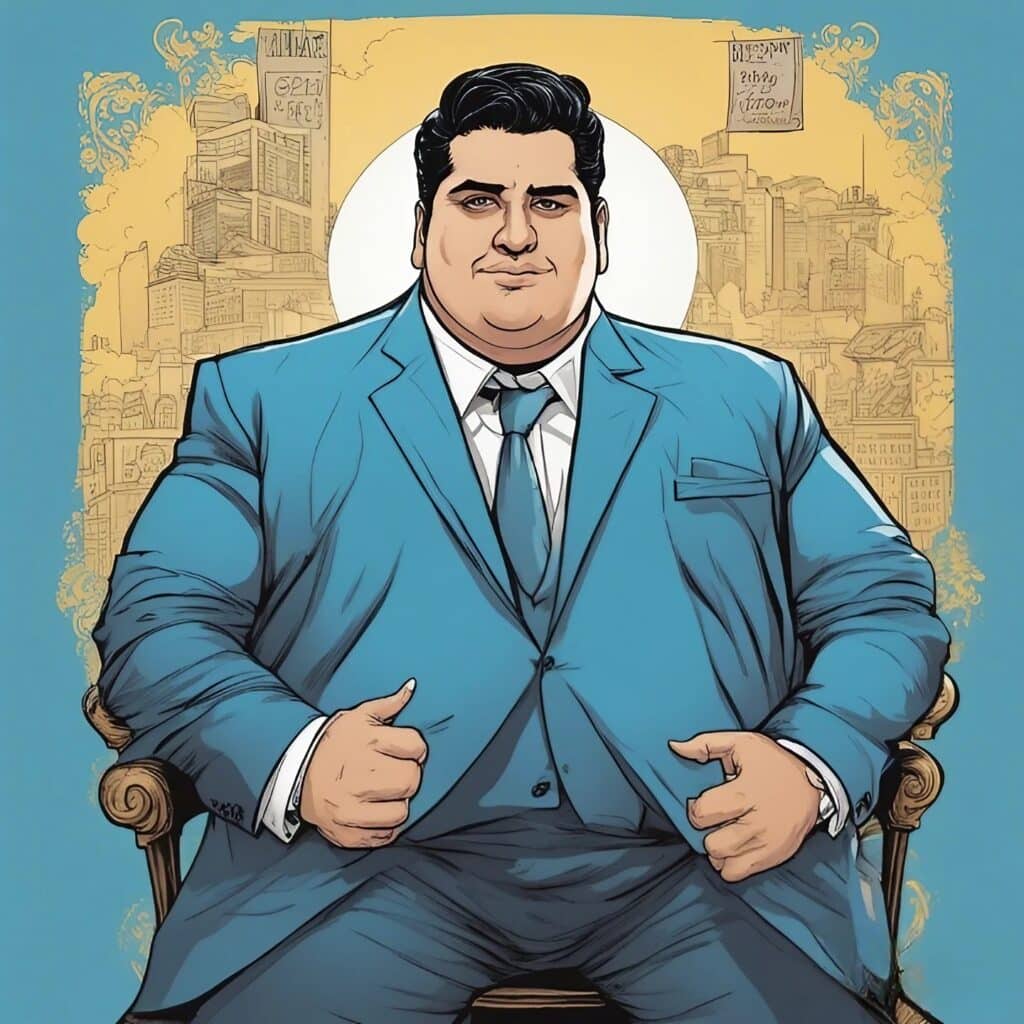 sunny balwani sitting in a chait with blue suit on, 