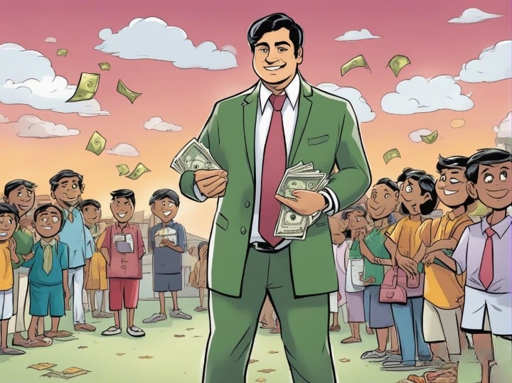 sunny balwani giving money to the school