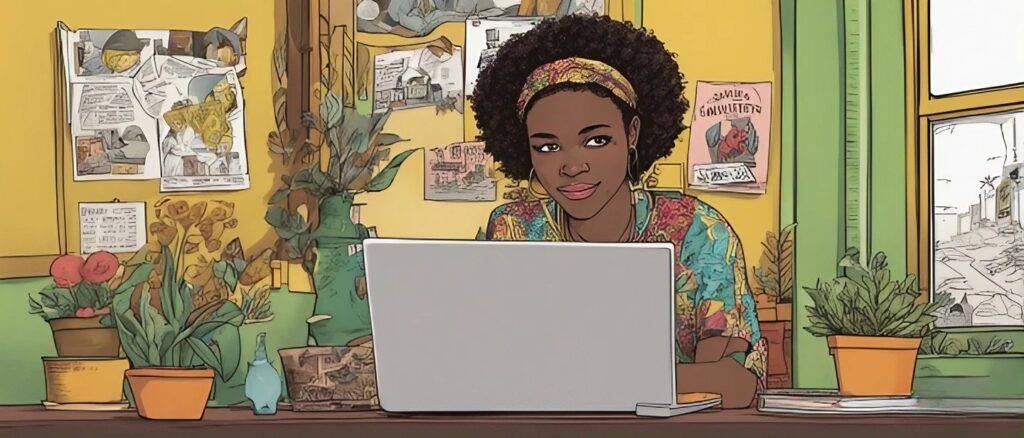 tabitha brown on a laptop as a teenager