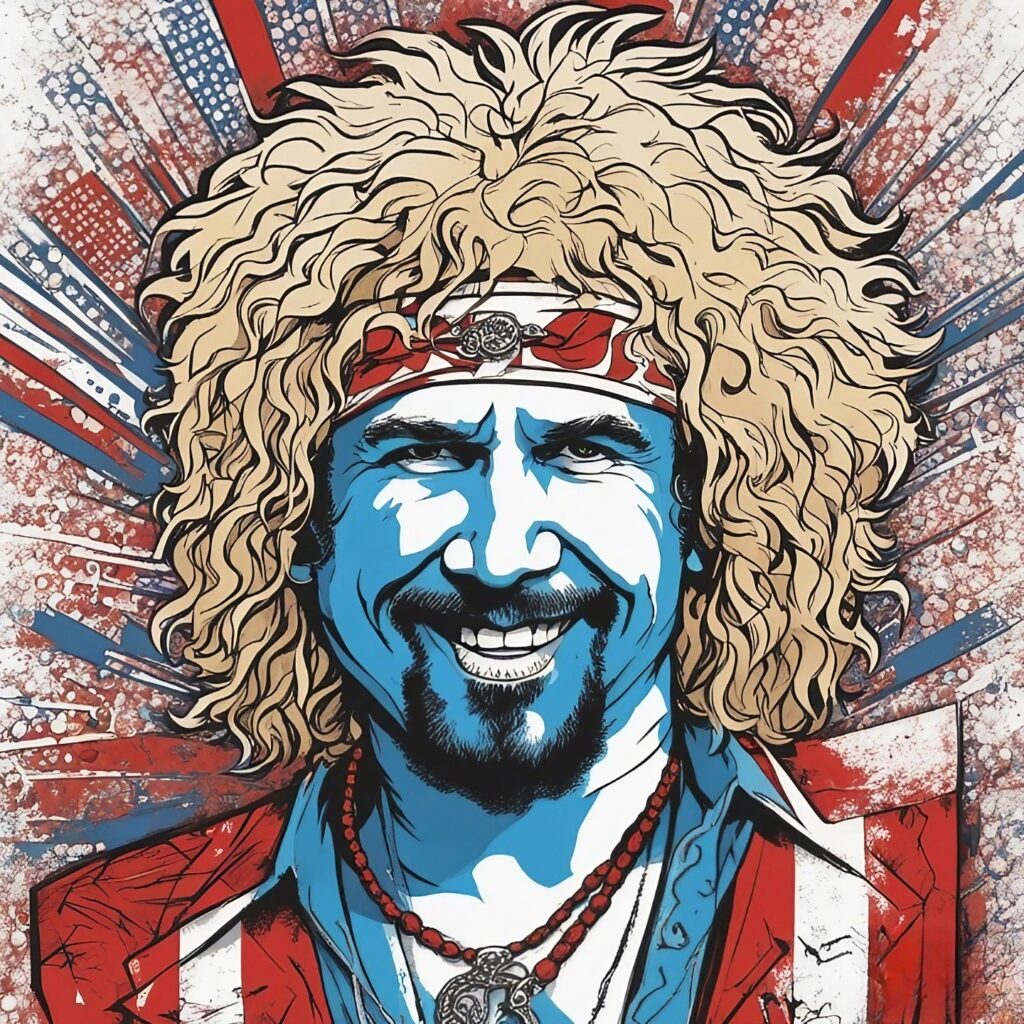 Sammy Hagar blue and red portrait