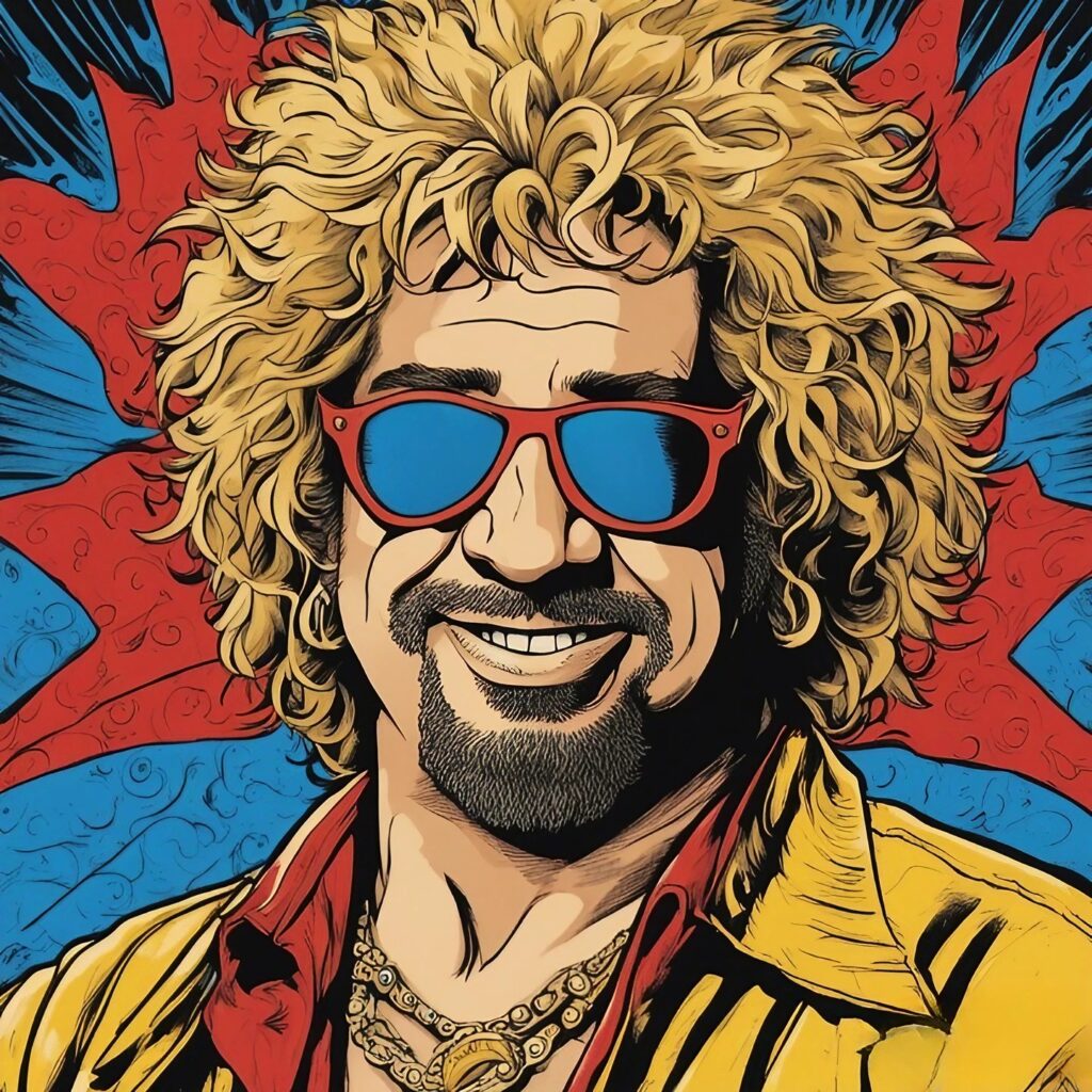 Sammy Hagar yellow red and blue portrait