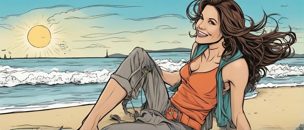 kristi noem on a beach having fun, portrait