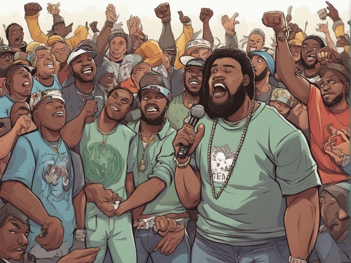 tee grizzly rap battle portrait