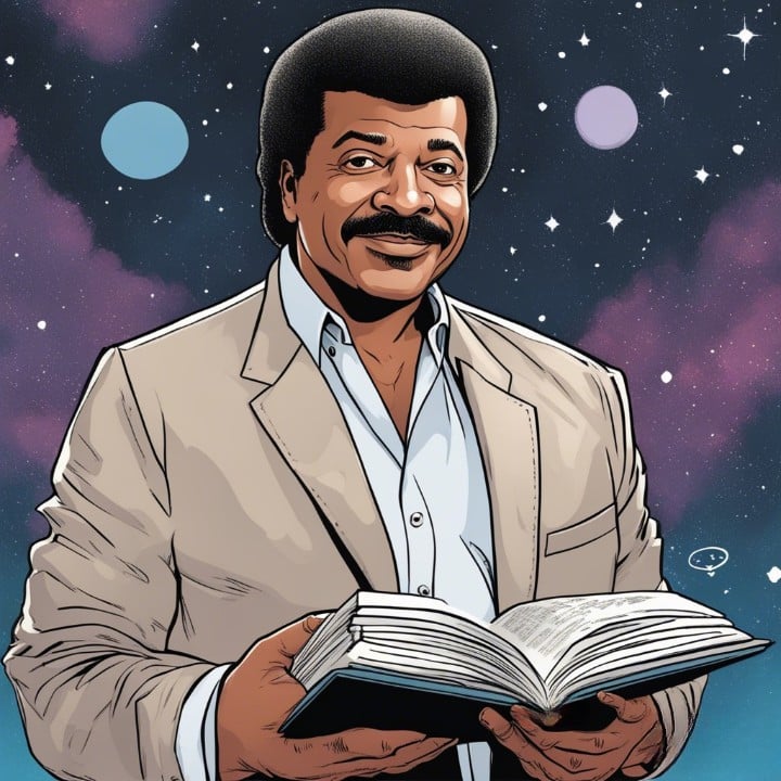 Neil deGrasse Tyson holding book in his hands
