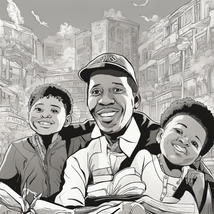 Larry Elder with his two kids portrait