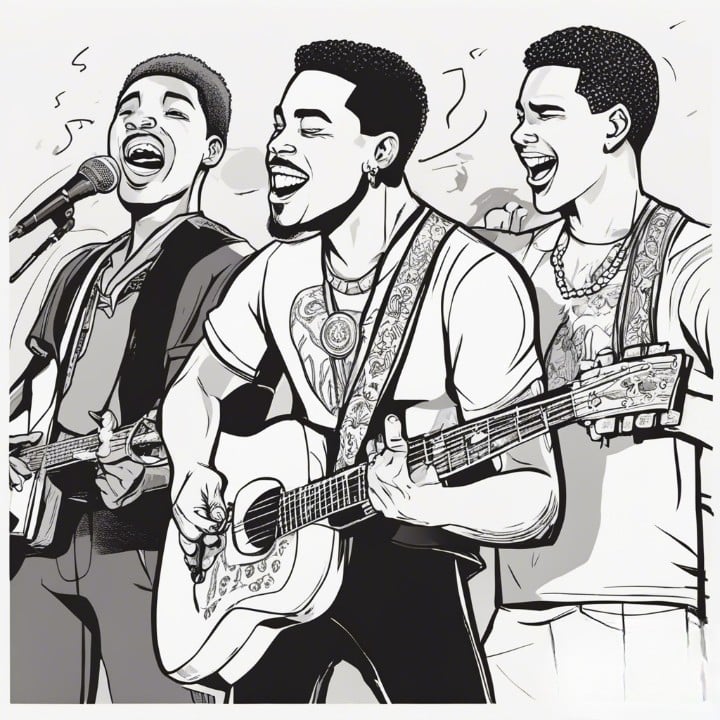 Romeo Santos with his two friend forming a band and singing