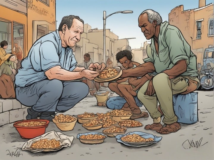 Ed O'Neill feeding poor people in the streets 