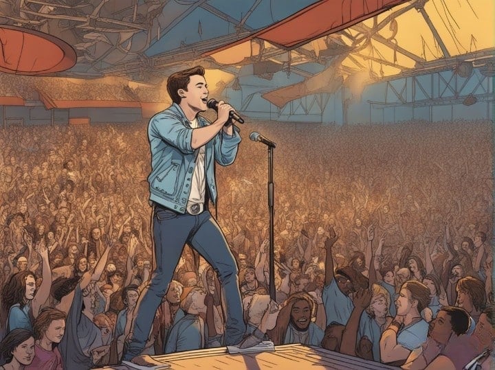 Scotty McCreery singing for the huge crown