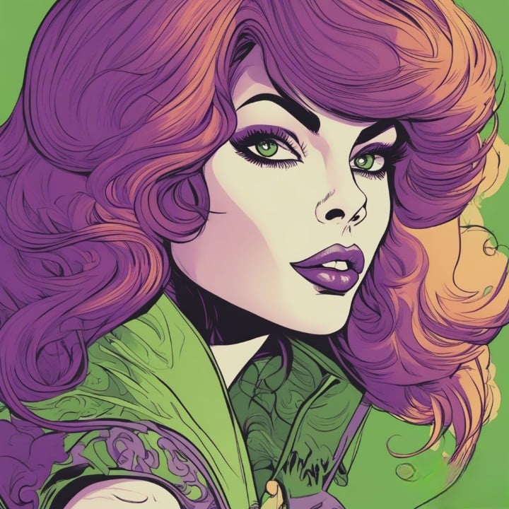 Tina Louise purple and green portrait 