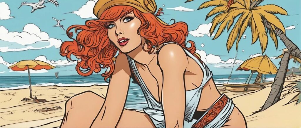 Tina Louise on a beach 