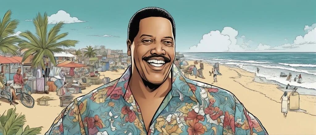Larry Elder on a beach having fun, portrait