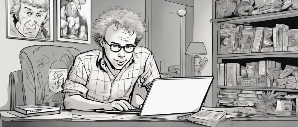 Clint Howard as a teenager on a laptop